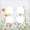 Decorative Light Switch Cover Plate Rustic Colorful Floral Butterfly Watercolor Flowers 2 Gang Decorative Switch Plates 1 Toggle Duplex Combo Outlet Covers GFCI Plug Covers Wallplates for Bathroom