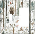 Snow Bear Fox Deer Forest Squirrel Wild Life Animal Outlet Covers 1 Toggle 1 Rocker Combination Decorative Wall Plate Electrical Switch Plates Light Switch Cover Plate for Farmhouse Kids Room Decor