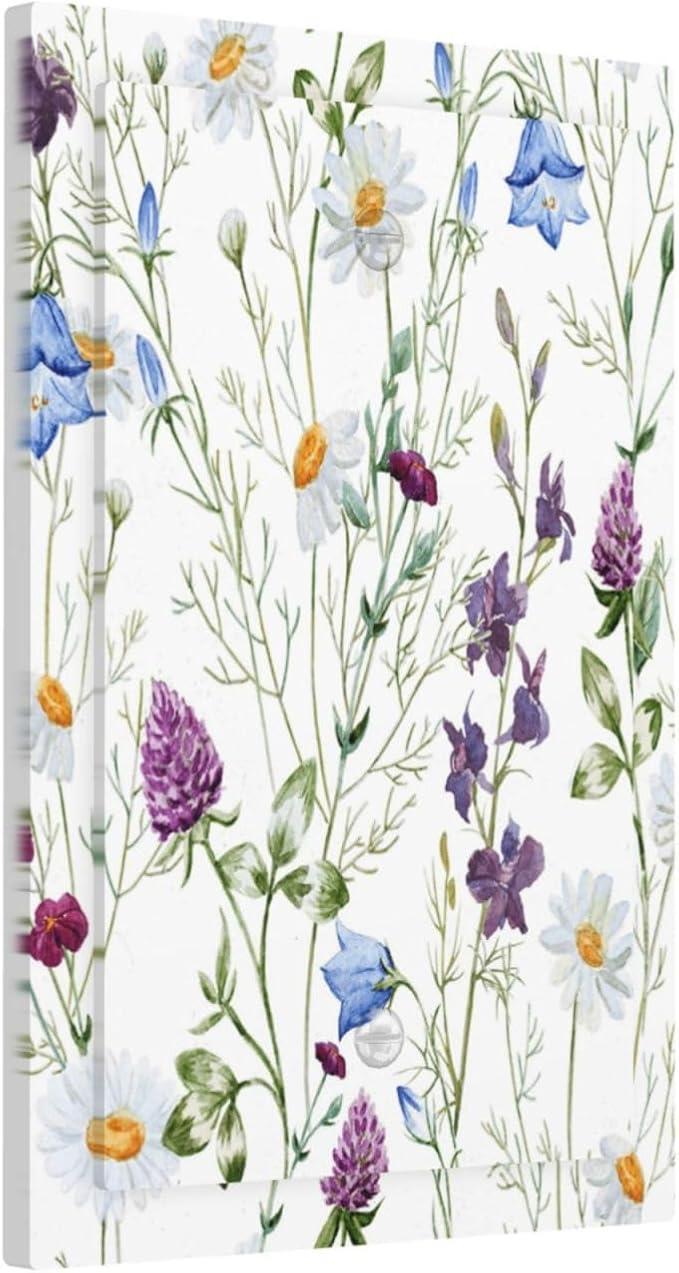 Floral Boho Multicolor Flower Plant Leaves Light Switch Cover Plate 1 Gang No Device Blank Electrical Wall Plates Faceplate Decorative Switch Plate Covers for Bedroom Living Room Decor