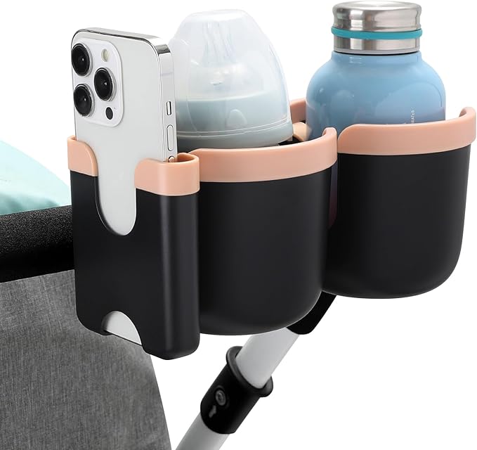 Accmor Stroller Cup Holder with Phone Holder, Bike Cup Holder, Universal Cup Holder for Uppababy Nuna Doona Strollers, 2-in-1 Cup Phone Holder for Stroller Bike Accessory