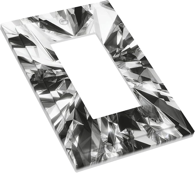 Sparkling Diamond Cut Single Rocker Switch Cover - 1-Gang Standard US Size Crystal Glam Light Switch Covers for Living Room Bedroom Bathroom Decor