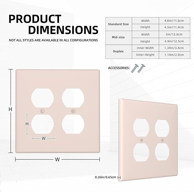 Beige 2 Gang Double Duplex Receptacle Combo Outlet Light Switch Cover Wall Plate Electrical Faceplate Decorative Dual Device Switchplate