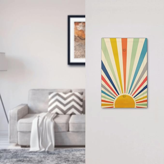 1-Gang No Device Decorative Blank Receptacle Wall Plate Hippie Mid Century 1970 60s Abstract Boho 70s Sun Aesthetic Art Light Switch Jumbo Size Electrical Face Plate Cover for Unused Outlets/Switches