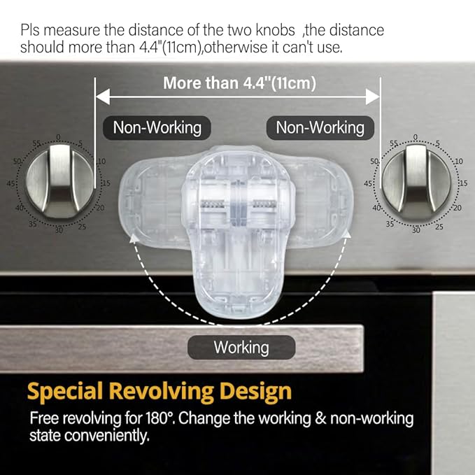 EUDEMON Child Safety Heat-Resistant Oven Door Lock, Oven Front Lock for Kids Easy to Install, Use Adhesive,No Screws or Drill (1 Pack,Clear-White)(Only for Flat Surface)