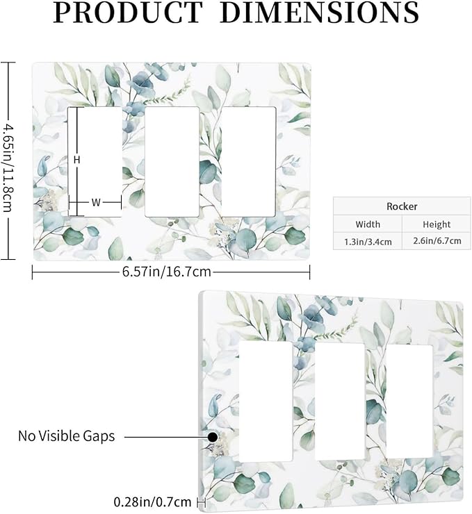 Green Spring Eucalyptus Leaf Tree 3 Gang Triple Rocker/Decorator Light Switch Wall Plate Cover Decorative GFCI Electrical Faceplate Switchplate Dimmer