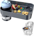 Car Seat Snack Tray for Kids, Mess-Free Square Travel Tray Cup Holder Snack Tray, Durable Car Food Tray for Toddlers, Universal Fit Kids Travel Road Trip Essentials (Dark Gray)