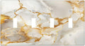 Gold Marble Crack Simple Abstract Print Light Switch Covers Quad Toggle Electrical Faceplate 4 Gang Wall Plate Decorative Switch Plates for Bathroom Kitchen Home Decor
