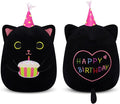 Cat Plush Birthday Gift for Kids Adults, 14inch Black Cat Plush Pillow Cute Stuffed Animal, Kawaii Plushie Cuddle Pillow Birthday Gift for Kids Boys Girls