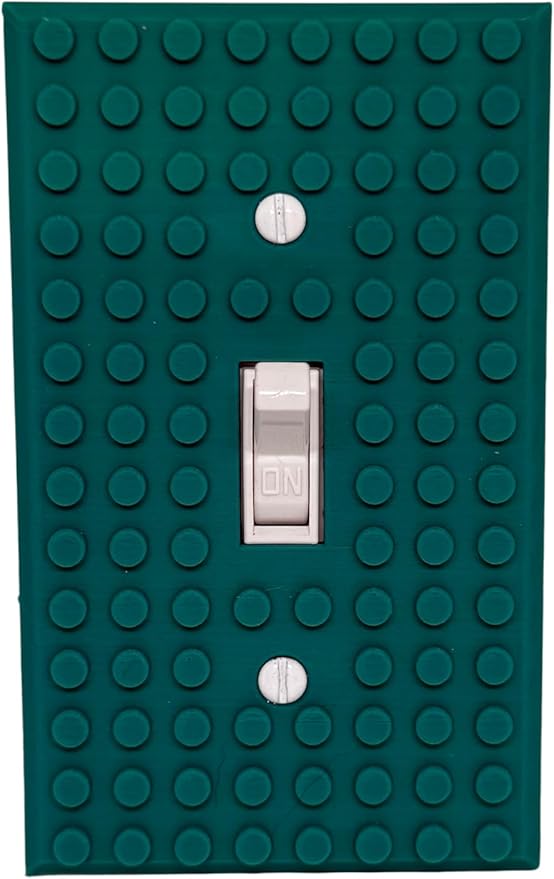 Brick Wall Plate, Single Toggle Light Switch Cover for Kids Bedroom, Game Room, 1-Gang (Dark Green)