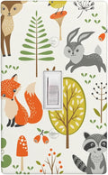 Woodland Forest Animals 1-Gang Toggle Light Switch Plate, Forest Mushroom Wall Plate for Nursery, Kids Room, Playroom & Cabin