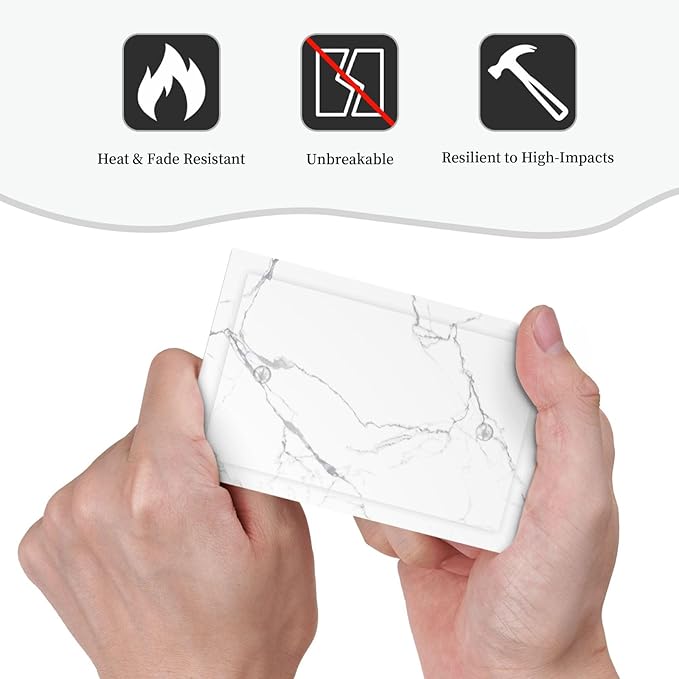 Luxurious White Marble Abstract Print Light Switch Cover Plate 1 Gang No Device Blank Electrical Wall Plates Faceplate Decorative Switch Plate Covers for Bathroom Kitchen Bedroom Decor