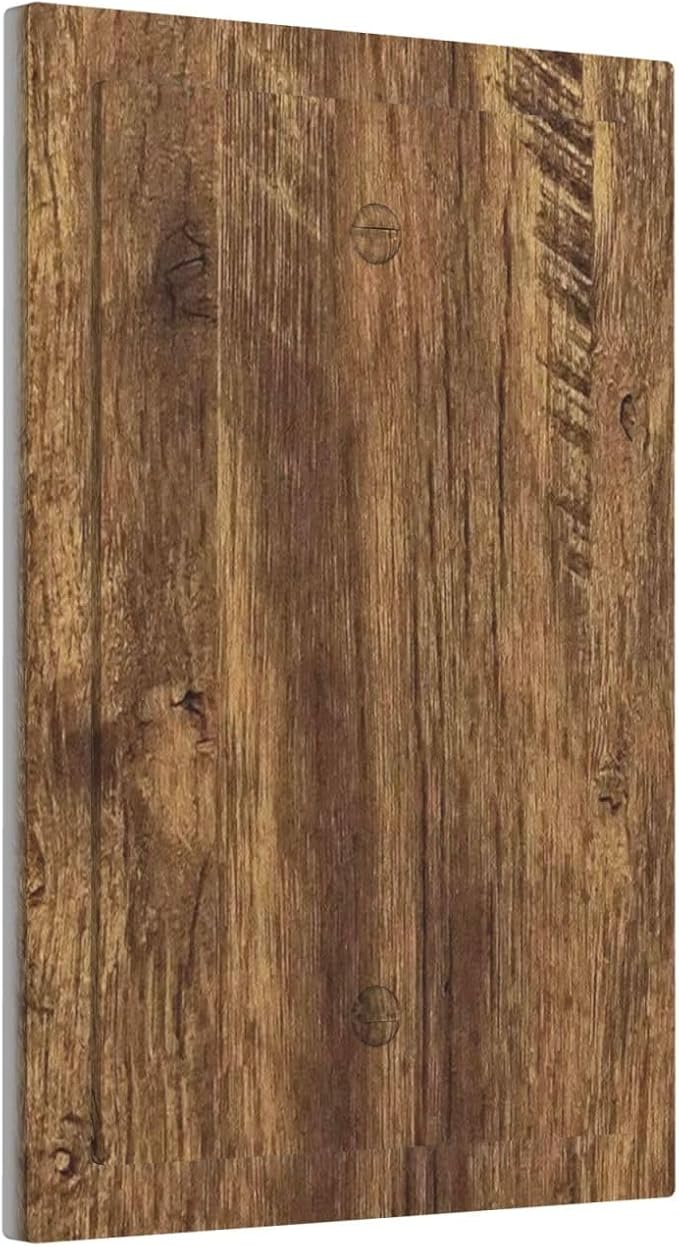 Light Switch Cover Plate Rustic Wood Grain Country Vintage Wooden Board 1 Gang Blank No Device Decorative Outlet Covers Electrical Wall Plate Switchplate for Farmhouse Home Decor
