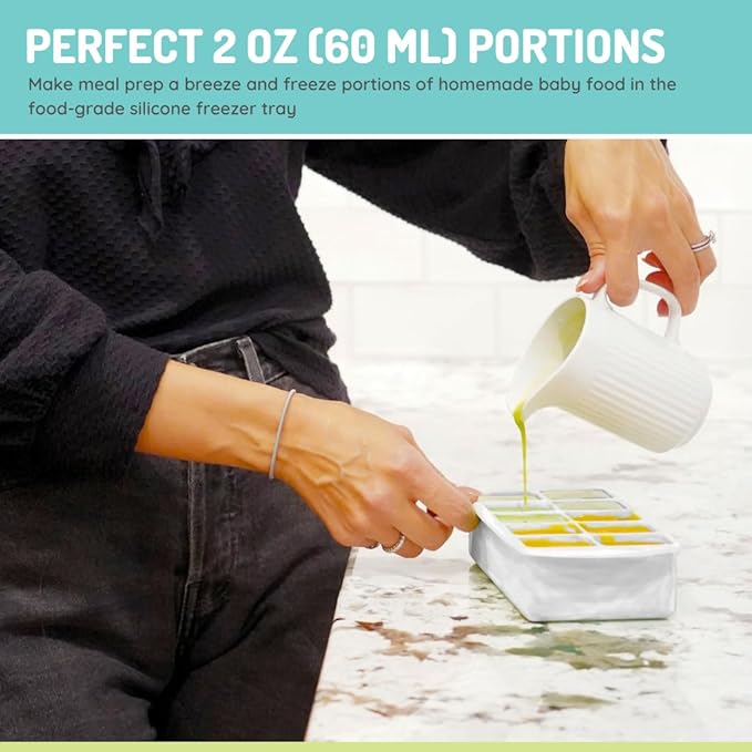 melii Silicone Baby Food Freezer Tray with Lid | 10 x 2oz Portion Cubes – Breastmilk & Homemade Puree Storage Container – BPA Free, Microwave, Freezer & Dishwasher Safe – Baby Registry Must (Grey)