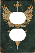 Medieval Retro Golden Eagle Totem Outlet Covers 1 Gang Duplex Electrical Receptacle Faceplate Light Switch Cover Wall Plate Decorative Switch Plates for Bedroom Living Room Decor