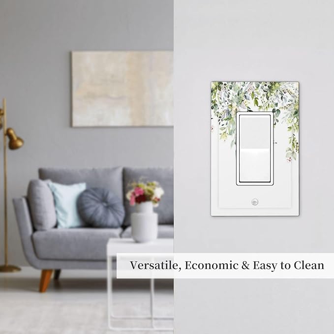 Decorative Outlet Covers Green Eucalyptus Leaves Floral Wildflower 1 Gang Single Rocker Light Switch Cover Plate Wall Plates Gfci Faceplate For Bed Room Living Room Decor