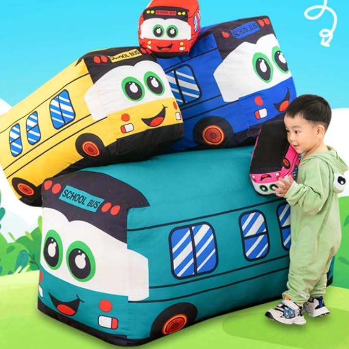 OUKEYI 11.8 Inch/30cm Car Plush Toy Simulation Bus Cute Cartoon Pillow Filling Car Plush Pillow Toy Gift Children's Birthday Party Gift (Green)