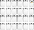 novelinks 8 oz Clear Plastic Jars with Airtight Lids, 24 Pack Plastic Mason Jars with Lids 8oz, Refillable Storage Slime Containers & Small Spice Jar for Kitchen Organization (24 Pack,Silver)