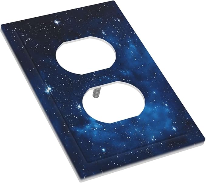 Outlet Covers Galaxy Starry Sky Universe Sparkle Stars 1 Gang Duplex Light Switch Cover Plate Decorative Wall Plates Socket Cover Electrical Switchplate for Bathroom Bedroom Decor