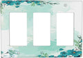 Light Switch Covers Blue Green Flowers Light Green Watercolor Patterns 3 Gang Rocker Electrical GFCI Decorative Triple Outlet Wall Plate Cover Switchplate for Bedroom Home Decor