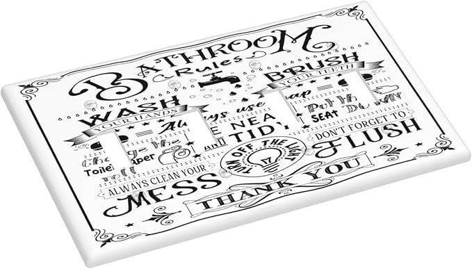Bathroom Wash Inspirational Quote 4 Gang Quad Toggle Device Light Switch Cover Decorative Wall Plate Decorative Electrical Faceplate Outlet Cover