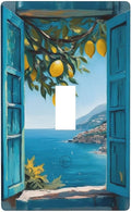 Decorative Art Light Switch Covers Seaside Window with Lemons Single Toggle Wall Plate Decorative Switchcover Electrical Switchplate for Home Decor