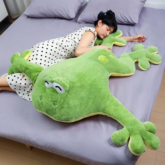 Giant Frog Stuffed Animal Plush, Soft Large Frog Plush, Kawaii Big Stuffed Green Frog Pillow for Kids Children (39 in)