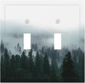 Forest Pine Forest Foggy Mountain Natural Scenery Decorative Switch Plates 2 Gang Double Toggle Outlet Light Switch Cover Wall Plate Electrical Faceplate for Bed Room Living Room Decor