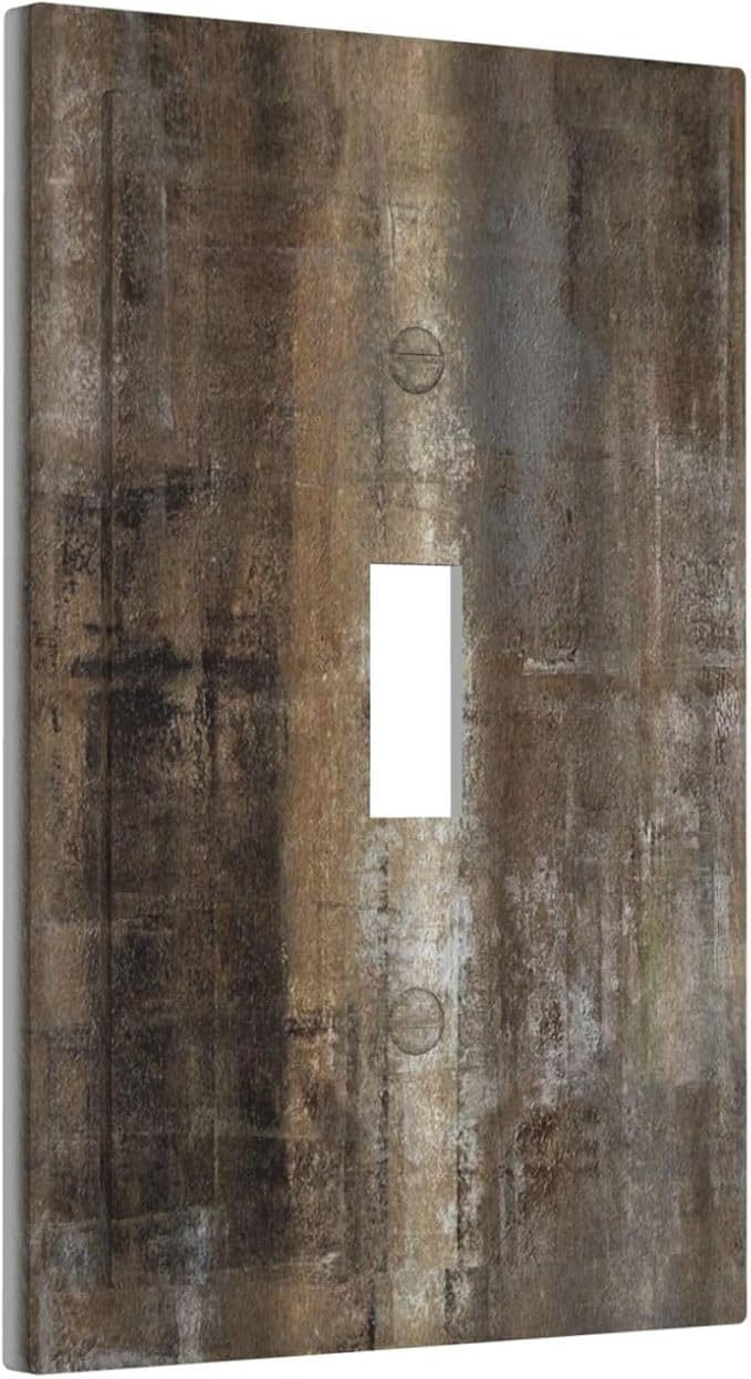 Light Switch Cover Plate Tan Brown Rustic Abstract Wood Vintage Wooden 1 Gang Single Toggle Decorative Switch Plates Wall Plates Electrical Faceplate Socket Covers for Farmhouse Home Decor