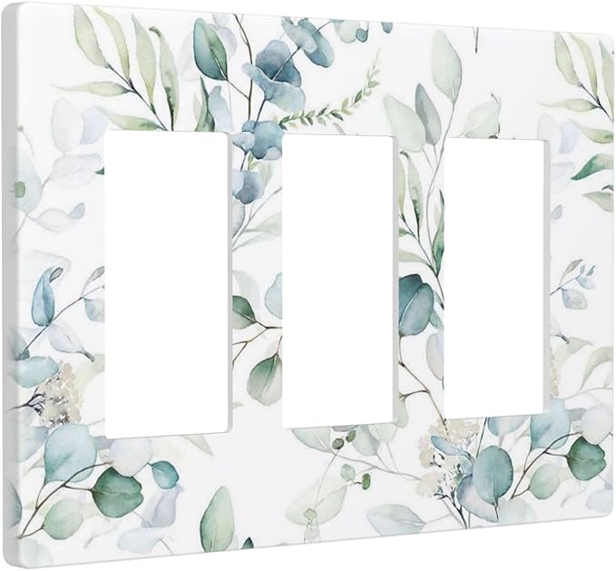Green Spring Eucalyptus Leaf Tree 3 Gang Triple Rocker/Decorator Light Switch Wall Plate Cover Decorative GFCI Electrical Faceplate Switchplate Dimmer