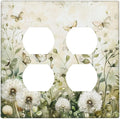 Decorative Outlet Covers Watercolor Butterflies Dandelions Wildflowers 2 Gang Decorative Switch Plate Double Duplex Wall Plates Switch Plates and Outlet Covers for Bathroom Bedroom Decor