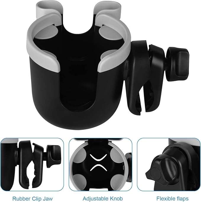 Accmor Stroller Cup Holder with Phone Holder, Bike Cup Holder, Universal Cup Holder for Uppababy Nuna Doona Strollers, 2-in-1 Cup Phone Holder for Stroller Bike Accessory