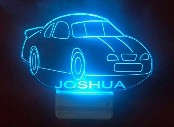MIRROR MANIA Night Light Multi Color Personalized LED Plug-in, Ultra-Slim Touch Night Light Smart Dusk to Dawn Sensor, Kids Children's Bedroom Kitchen Bathroom Hallway Play Room Variations (Car)