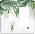 Deer Banana Leaves Palm Trees Green Plants Outlet Covers 1 Toggle 1 Rocker Combination Decorative Wall Plate Electrical Switch Plates Light Switch Cover Plate for Bed Room Living Room Decor