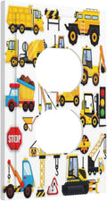 Yellow Truck Cartoon Transportation 1 Gang Outlet Plate Covers Decorative Single Duplex Wall Plate Electrical Receptacle Light Switch Cover Art Faceplate Switchplate for Kidroom Bedroom Decor