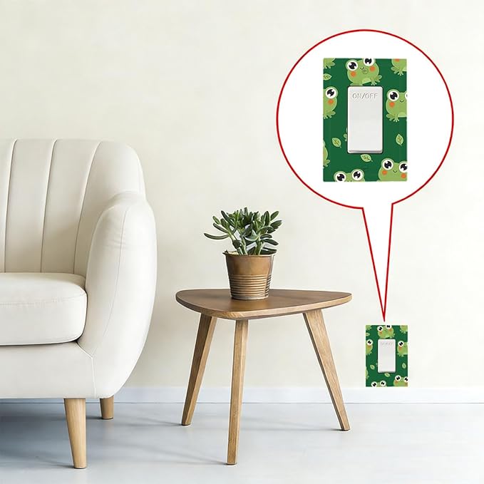 Cute Green Frogs Single Rocker Switch Cover - 1-Gang Standard US Size Whimsical Froggy Friends Light Switch Covers, Playful Amphibian for Boys & Girls Room Decor
