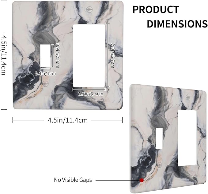 Abstract Marble Textured Modern Luxury Print Outlet Covers 1 Toggle 1 Rocker Combination Decorative Wall Plate Electrical Switch Plates Light Switch Cover Plate for Bathroom Kitchen Decor