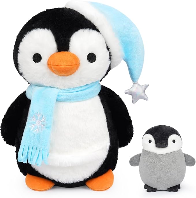 Cuddly Penguin Plush - Soft, Cute Baby Penguin Pillow, 10.5 Inchs Birthday Gifts for Kids Boys Girls