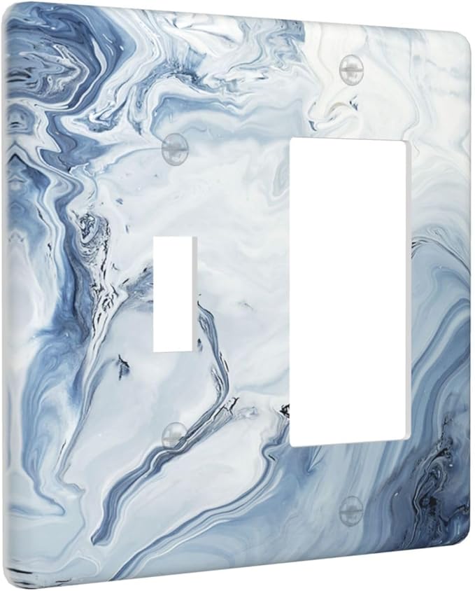 Outlet Covers Blue Marble Pattern 1 Toggle 1 Rocker Combination Decorative Wall Plate Light Switch Cover Plate Electrical Switch Plates for Bedroom living Room Decor
