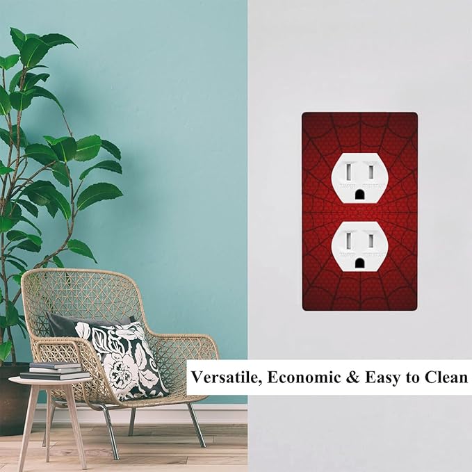 Red Spider Web 1-Gang Duplex Wall Plate Hero Theme Cartoon Outlet Covers Standard Size Plug Cover 4.50" x 2.76" for Men Cave Teen Boys Room