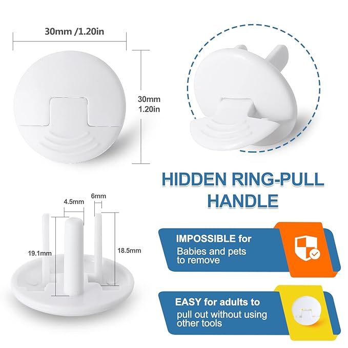 PRObebi Outlet Covers Baby Proofing White - 38 Pack Plug Covers for Electrical Outlets, Child Proof Socket Covers, Baby Safety Products for Home, Office, Easy Insatllation