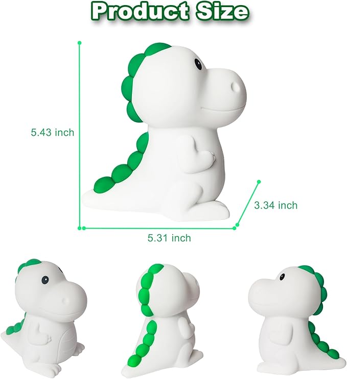 Night Light for Kids, Dinosaur Nightlight Kids Lamps for Bedrooms Boys, Cute Lights Dinosaur Gifts, Squishy Animal Lamp Rechargeable Baby Dino Night Light Silicone