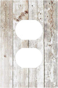 Vintage Light Wood Retro Rustic White Gray Oak Print Outlet Covers 1 Gang Duplex Light Switch Cover Decorative Switch Plates Electrical Receptacle Faceplate Wall Plate for Farmhouse Home Decor