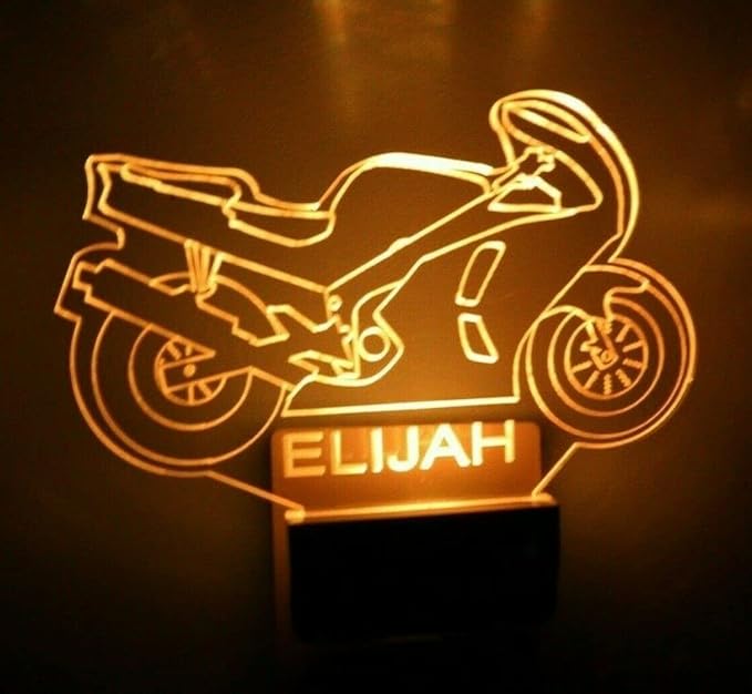 Night Light Multi Color Personalized LED Plug-in, Ultra-Slim Touch Night Light Smart Dusk to Dawn Sensor, Kids Children's Bedroom Kitchen Bathroom Hallway Play Room Variations (Motorcycle)