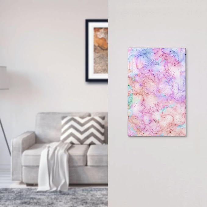 Decorative Switch Plate Covers Cute Marble Texture 1 Gang Light Switch Cover No Device Outlet Wall Plate Pink Purple Gold Abstract Blank Switchplate Electrical Faceplate for Kids Girls Nursery Decor