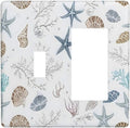 Ocean Starfish Seashells Nautical Coastal Sea Coral Outlet Covers 1 Toggle 1 Rocker Combination Decorative Wall Plate Electrical Switch Plates Light Switch Cover Plate for Kids Room Nursery Decor