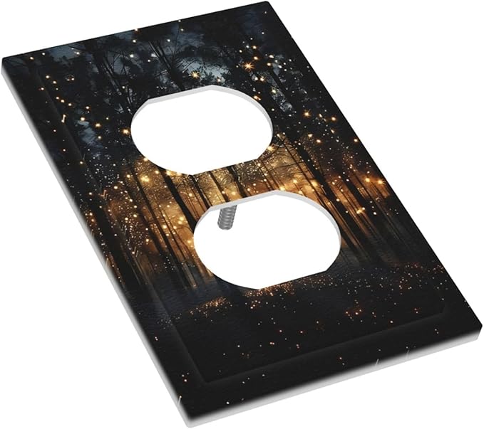 Whimsical Nature Enchanted Forest Landscape Outlet Covers 1 Gang Duplex Light Switch Cover Decorative Switch Plates Electrical Receptacle Faceplate Wall Plate for Bedroom Living Room Decor
