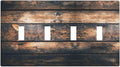 Light Switch Covers Brown Vintage Wooden Board Rustic Wood Quad Toggle Electrical Faceplate 4 Gang Wall Plate Decorative Switch Plates For Farmhouse Cabin Decor