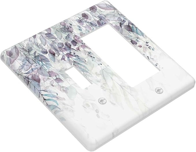 Hazy Leaves Ivy Nature Plants Eucalyptus Leave Outlet Covers 1 Toggle 1 Rocker Combination Decorative Wall Plate Electrical Switch Plates Light Switch Cover Plate for Bedroom Home Decor