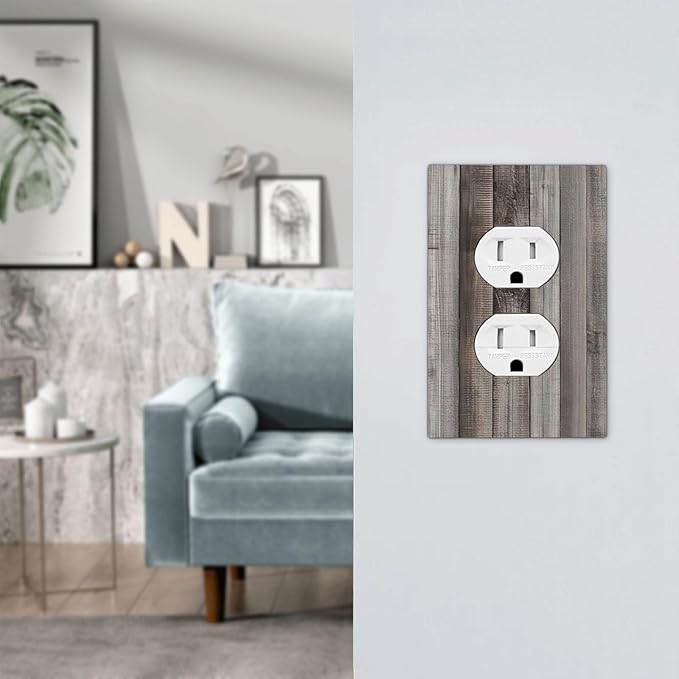 Outlet Covers Vintage Brown Gray Wood Texture 1 Gang Duplex Light Switch Cover Decorative Switch Plates Electrical Receptacle Faceplate Wall Plate For Farmhouse Cabin Decor