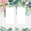 Green Eucalyptus Leaves Floral Watercolor Flower Decorative Outlet Covers 2 Gang Double GFCI Rocker Electrical Wall Panels Light Switch Cover Plate for Bed Room Living Room Decor